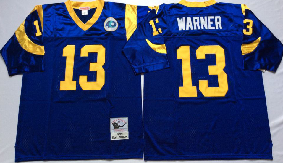 Men NFL Los Angeles Rams 13 Warner blue Mitchell Ness jerseys